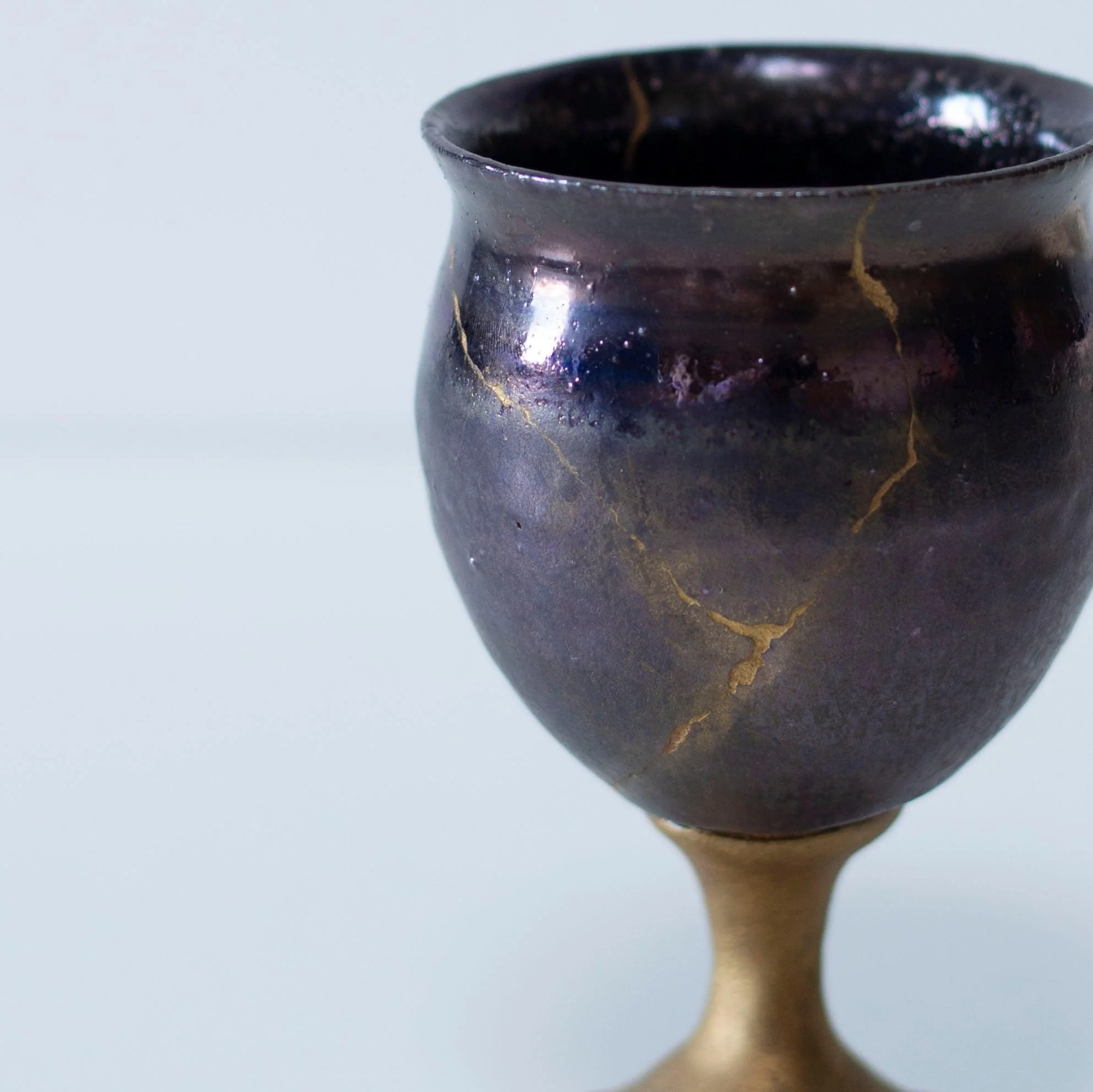 Kintsugi Wine Goblet "Magenta" with a Paulownia Wood Box - Image 3