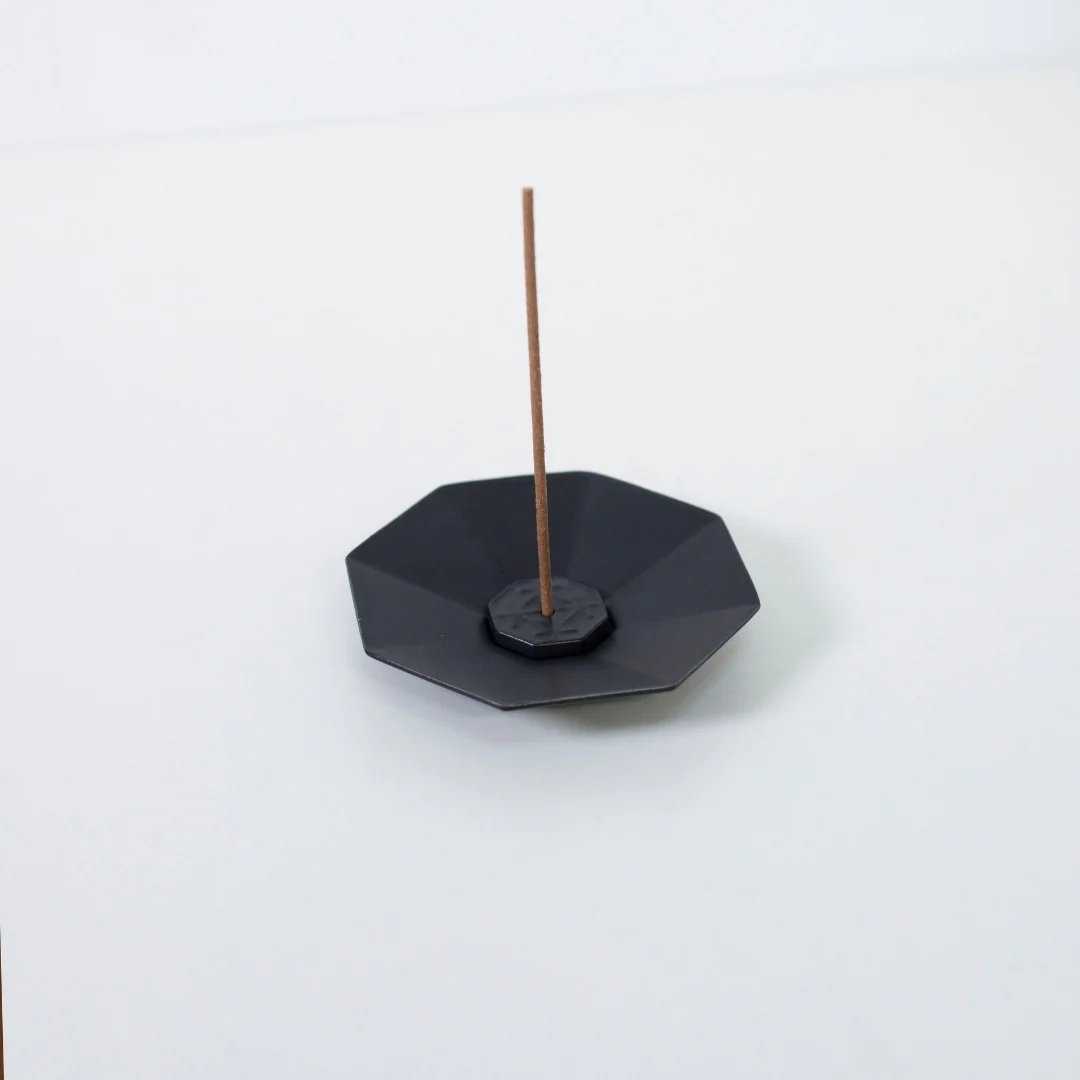 Japanese Incense Plate "PORCELAIN INCENSE PLATE OCTAGON BLACK" - Image 6