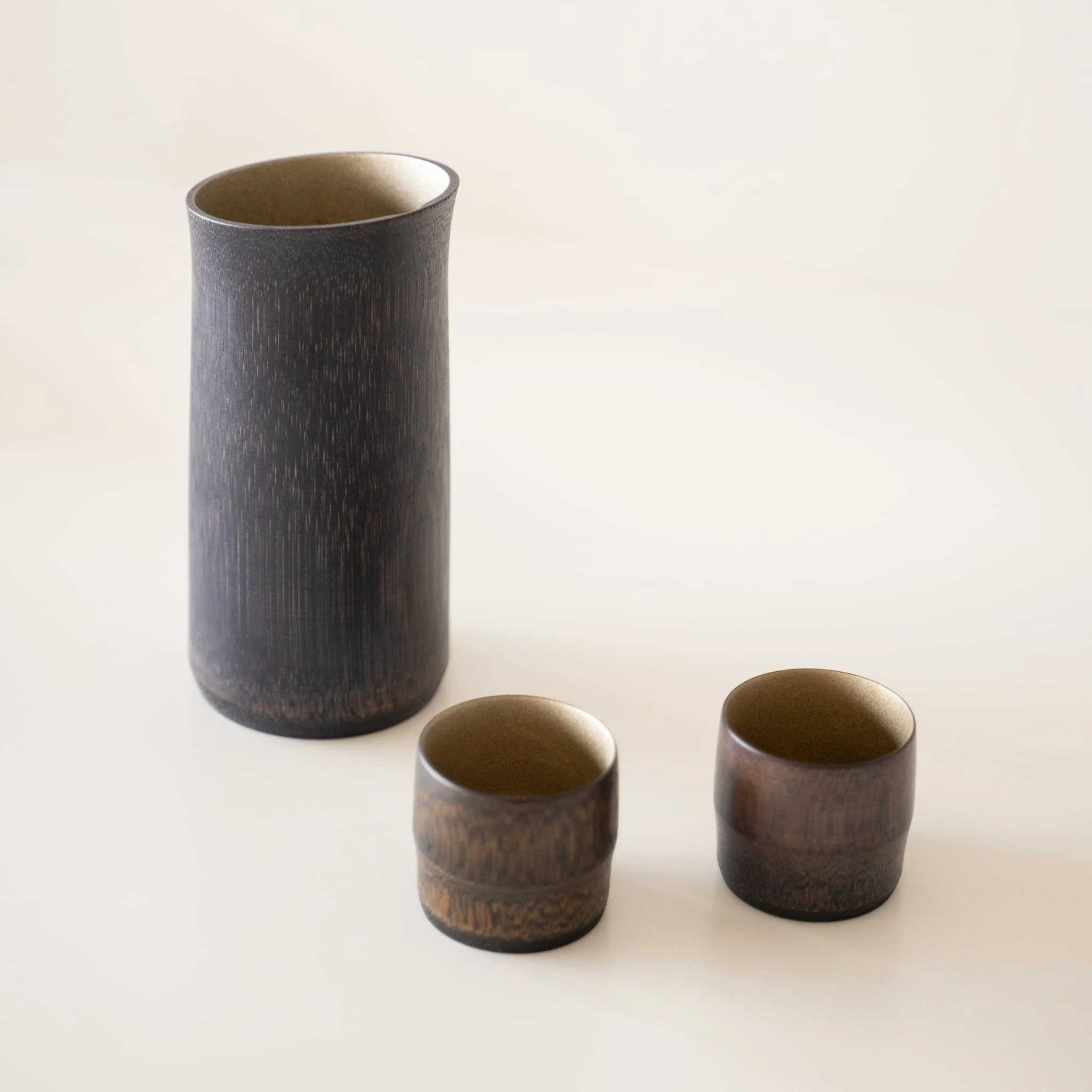 Japanese Bamboo Sake Set - Tin Makie - Image 10