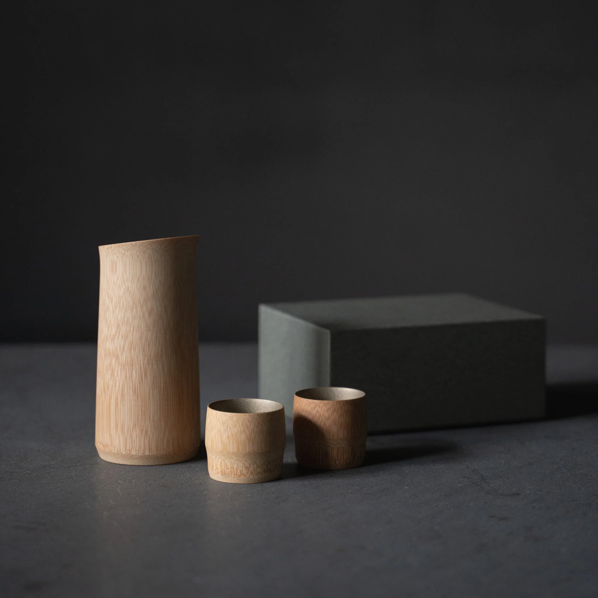 Japanese Bamboo Sake Set - Tin Makie - Image 3