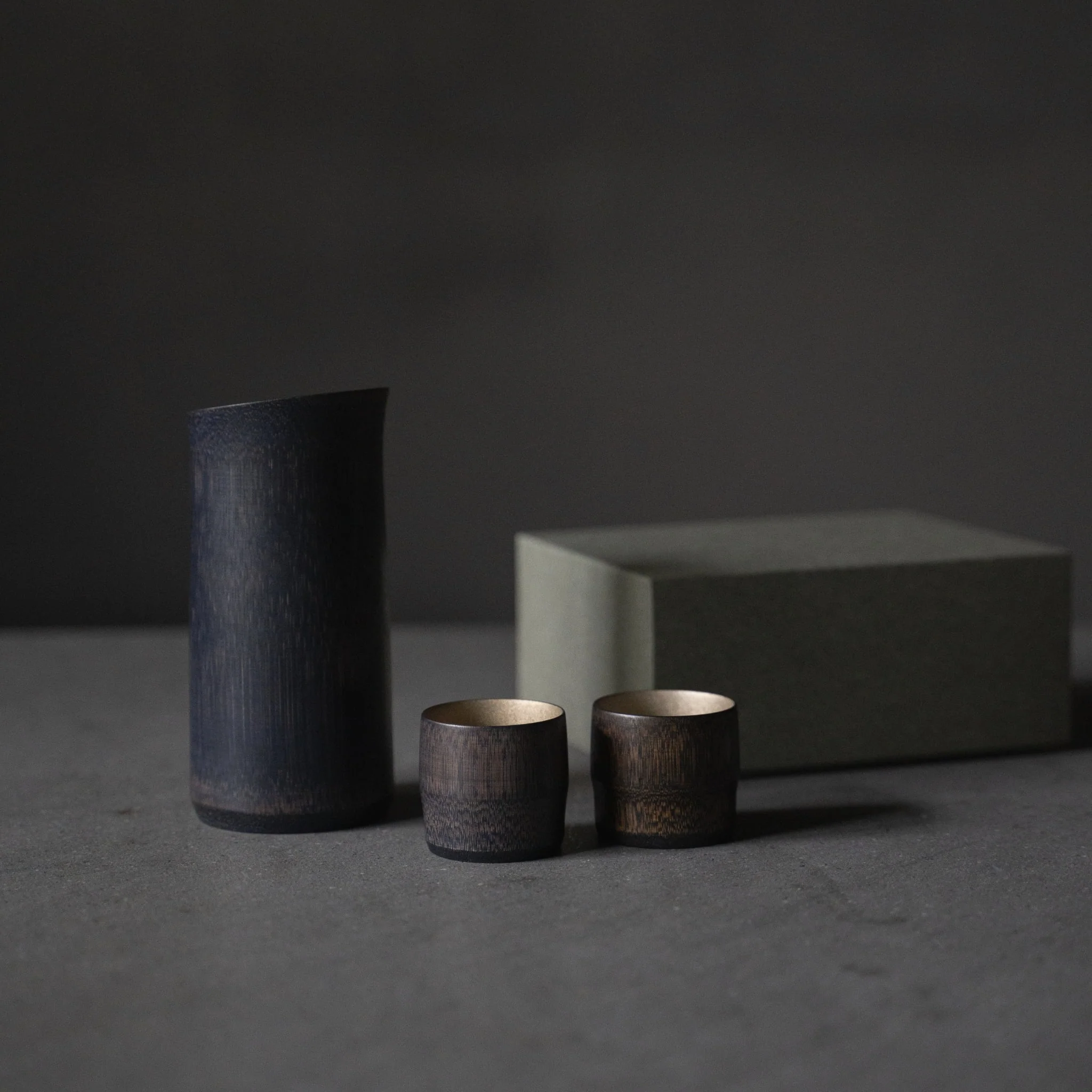 Japanese Bamboo Sake Set - Tin Makie - Image 4