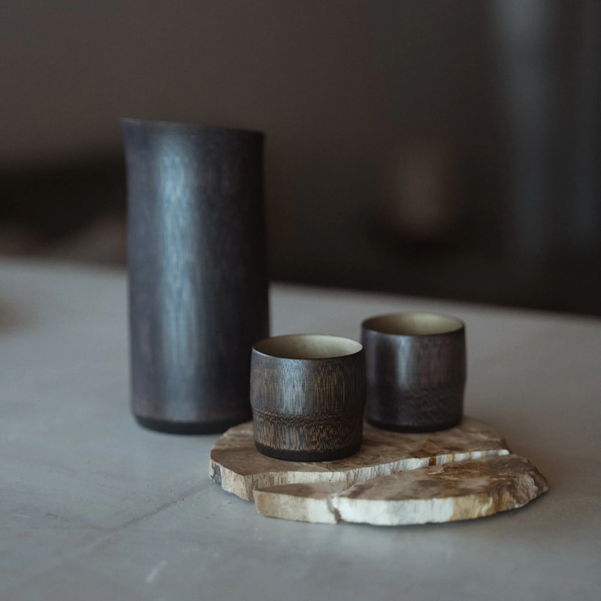 Japanese Bamboo Sake Set - Tin Makie - Image 5