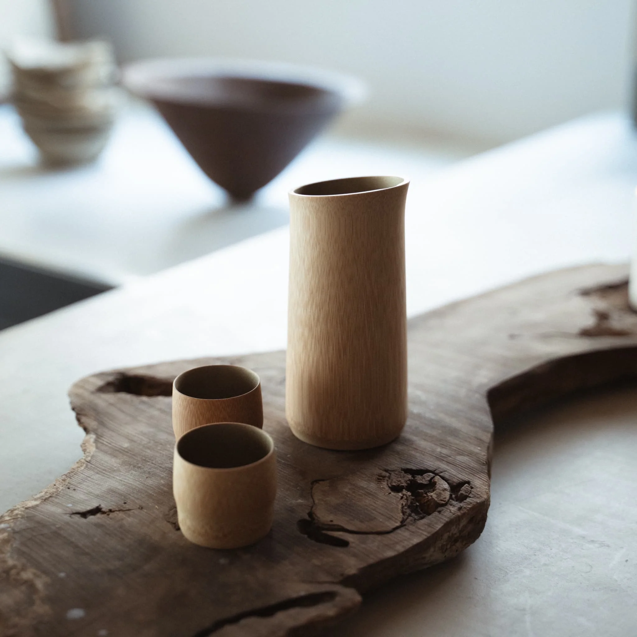 Japanese Bamboo Sake Set - Tin Makie - Image 6
