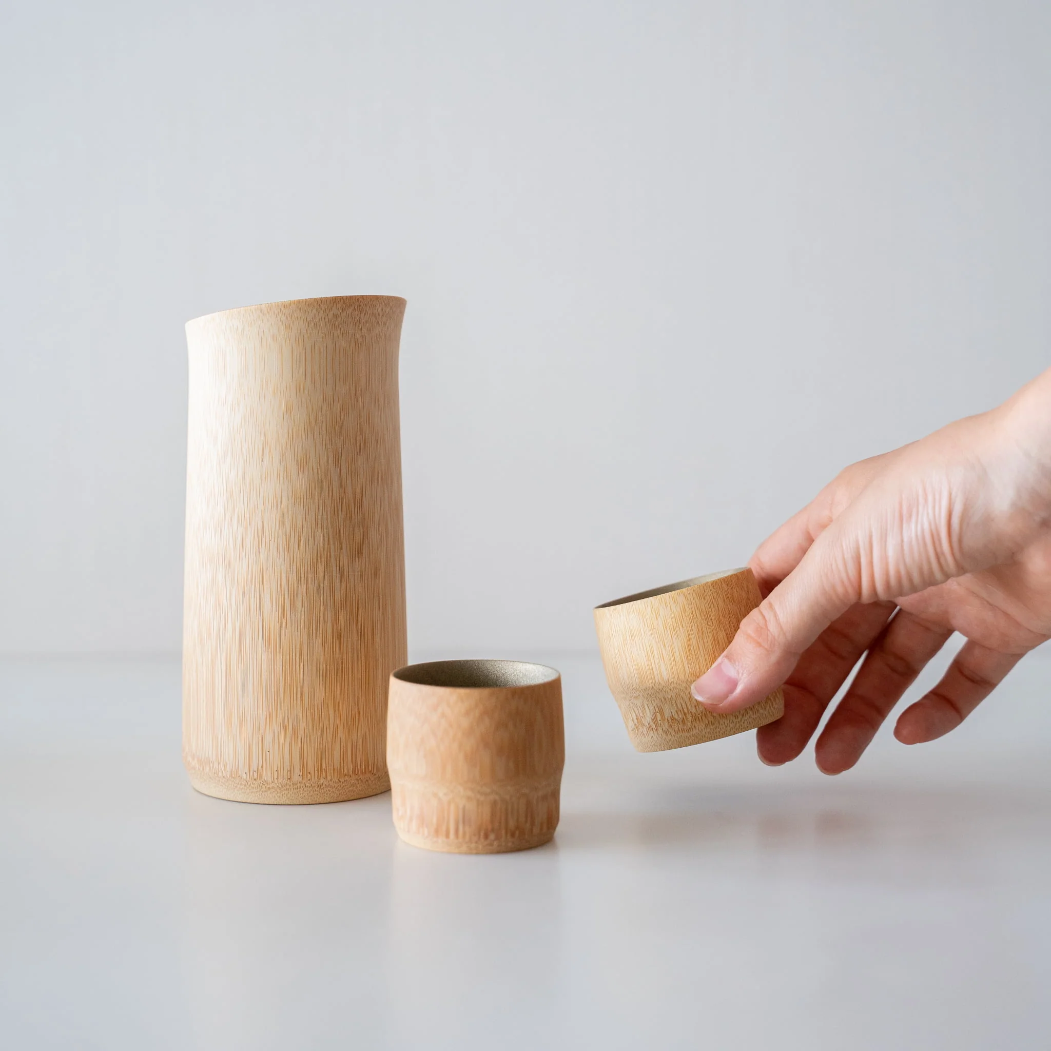 Japanese Bamboo Sake Set - Tin Makie - Image 7