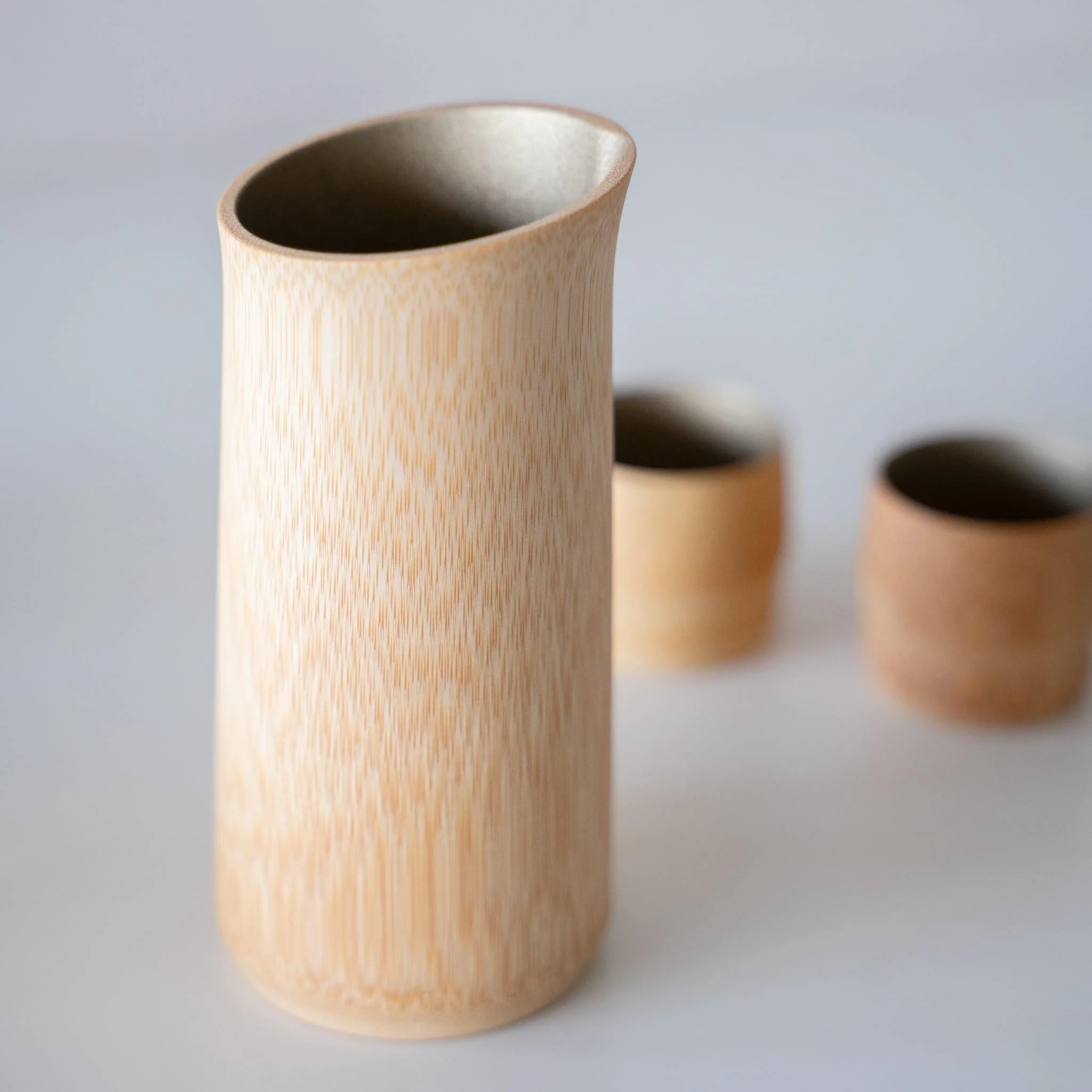 Japanese Bamboo Sake Set - Tin Makie - Image 8