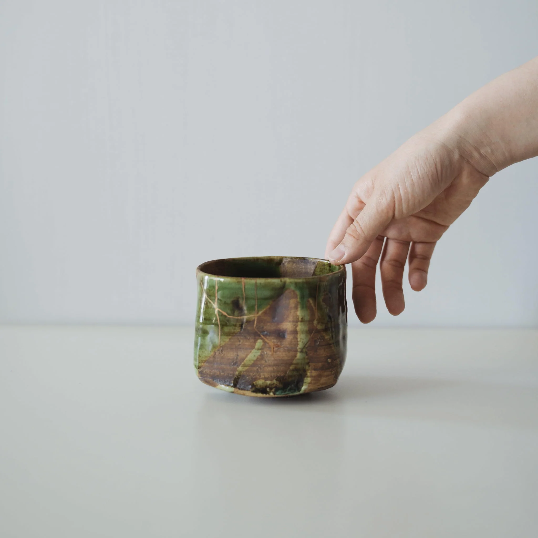 Kintsugi Tea Bowl "Valley Oribe" - Image 5