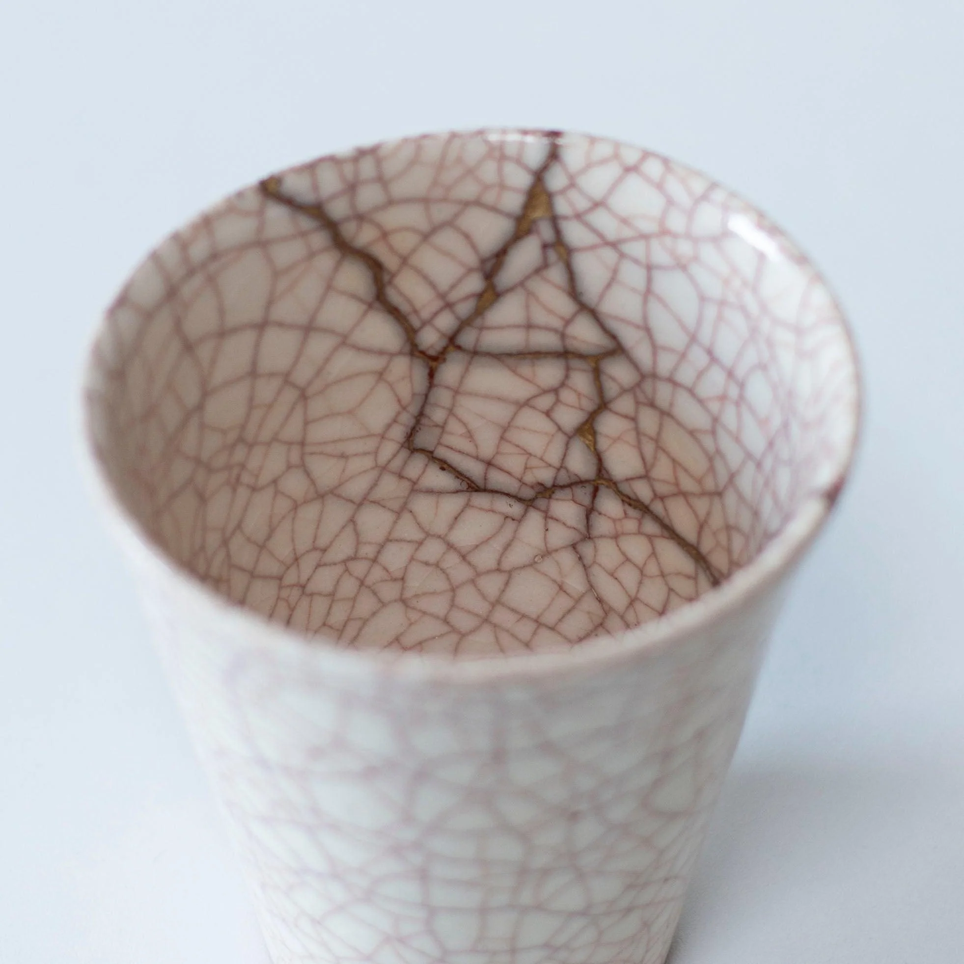 Kintsugi Cup "Vermilion Crackle" 06 with a Paulownia Wood Box - Image 4